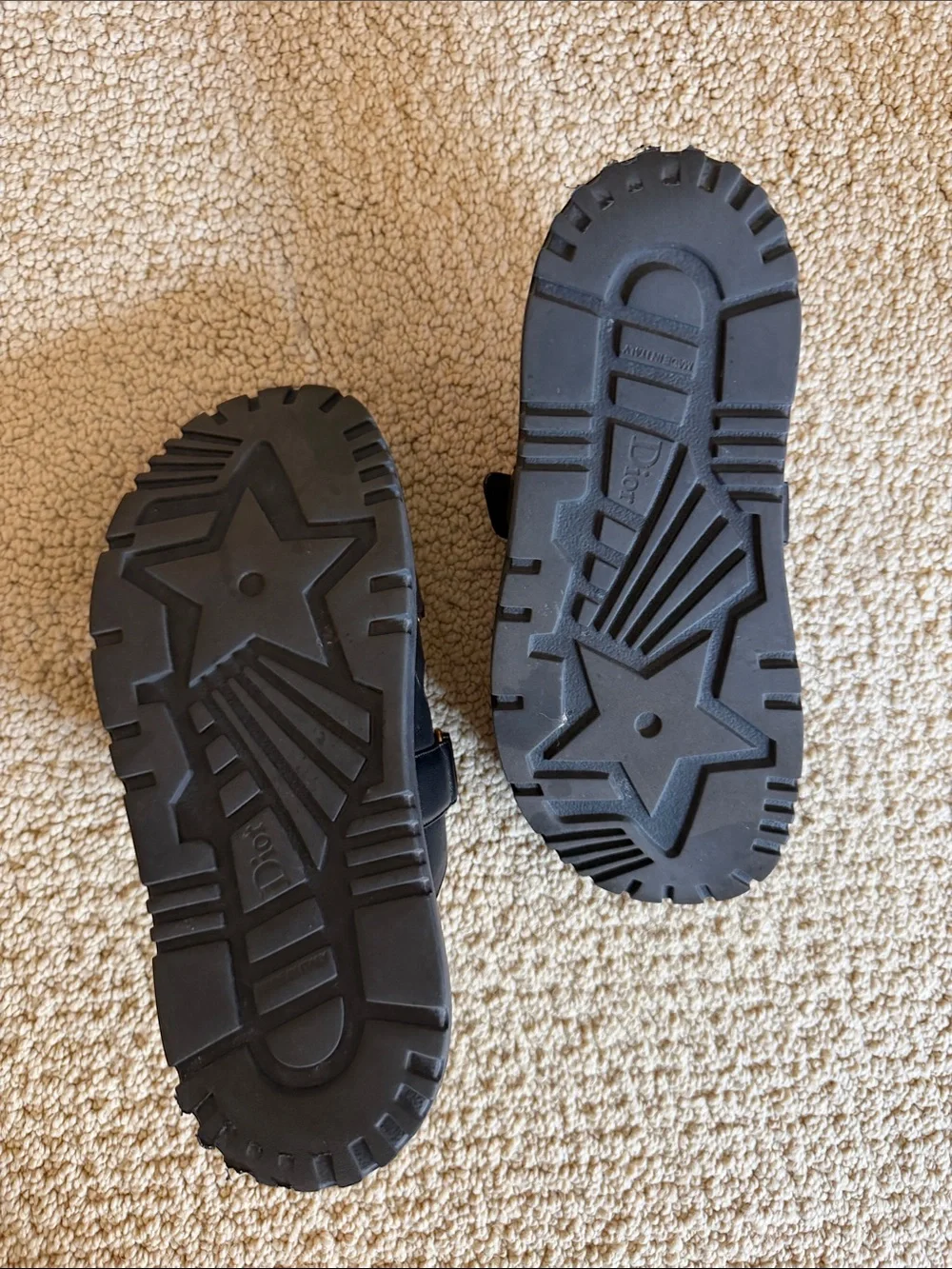 Dior Black Leather Dual-Strap Slide Sandals with Gold Logo 39